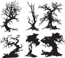 Set Trees. Hand drawn vector illustration