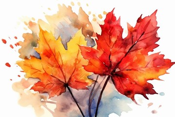 Fall foliage watercolor design. Generative AI