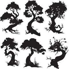 Set Trees. Hand drawn vector illustration