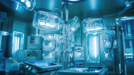 The modern equipment in the operating room