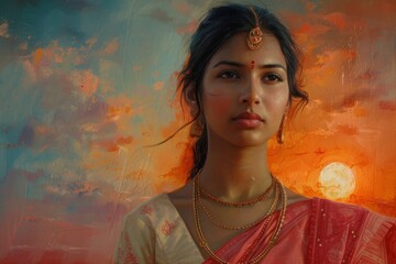 Young Indian Woman Welcomes The New Day With An Openhearted Gaze
