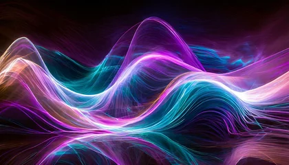 Aluminium Prints Fractal waves Light abstract Cool waves background Creative element