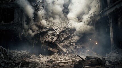 rubble collapsing building - obrazy, fototapety, plakaty