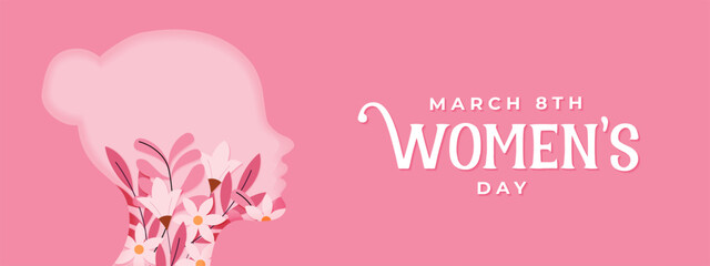 International Women Day 8 march with frame of flower and leaves , Paper art style. vector illustration