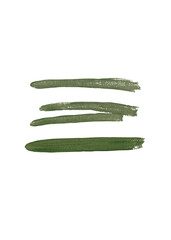 Green acrylic brush strokes. Set of lines texture strokes