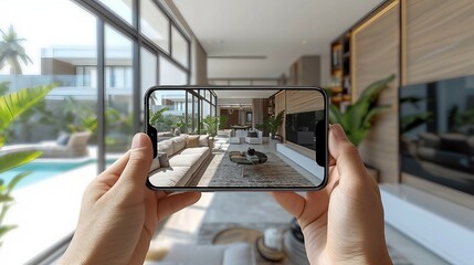 Virtual reality interior design App. AI generated illustration - obrazy, fototapety, plakaty