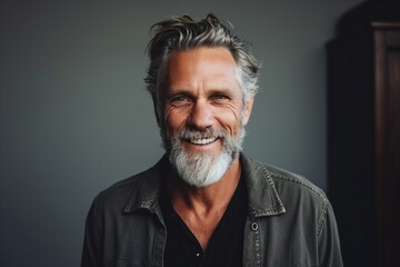 Portrait of a handsome middle-aged man with gray hair and beard.