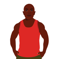 Fototapeta premium Bald head black man in elegant art style vector