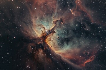 Large star formation in the middle of a galaxy. Vertical background 