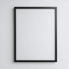 Blank picture frame on white empty wall mockup template design