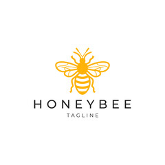 Honey bee line art logo icon design template