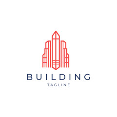 Building line art logo icon design template