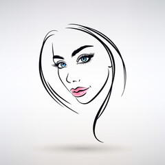 Beautiful Young Woman with Blue Eyes