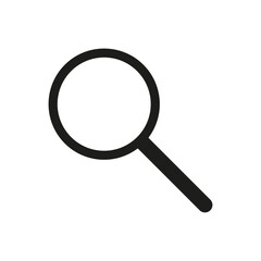A magnifying glass icon on a white background