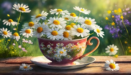 still life with flowers and chamomile