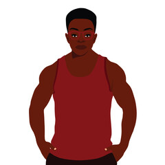 Fototapeta premium Afro black man in elegant art style vector