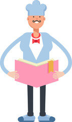 Waiter Character Reading Book
