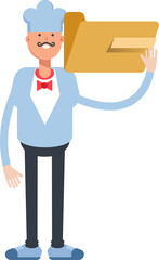 Waiter Character Holding Folder
