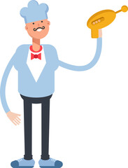 Waiter Character Holding Space Gun
