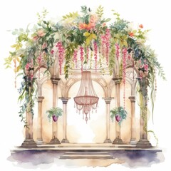 wedding arch with floral brooch