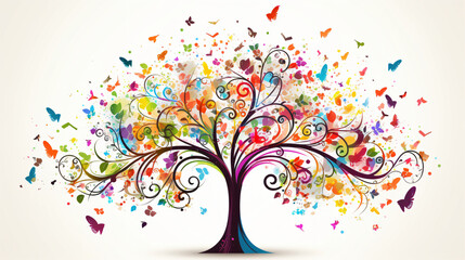 Obraz na płótnie Canvas Idea music theme eco notes tree