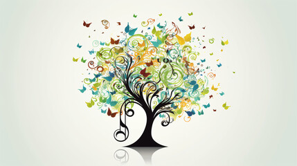 Idea music theme eco notes tree