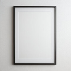 White blank art frame hanging on wall mockup template background