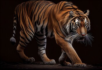 Sumatran Tiger Walking Forward. Generative AI