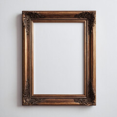 White blank art frame hanging on wall mockup template background