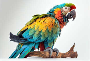 colorful parrot isolated on white background. Generative AI