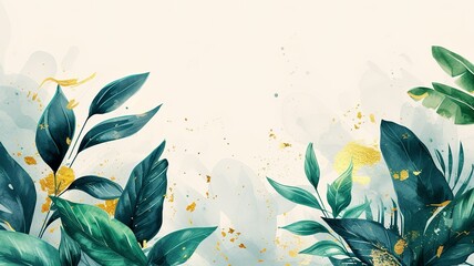 watercolor wallpaper with beautiful leaves, image created by artificial intelligence