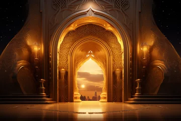 Fotobehang beautiful golden gate to another world © Роман Варнава