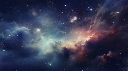 Obraz premium Stunning cosmic landscape with colorful nebulae and twinkling stars in the deep universe