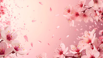 sakura with free space on pink background with place for text