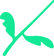 Flower stem hand drawing design element. Flower stem silhouette illustration.