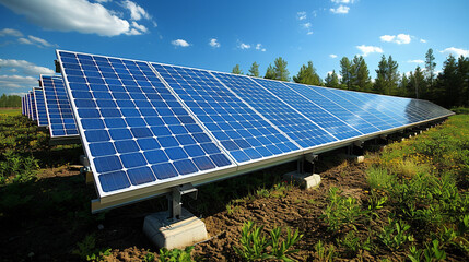 solar panels, solar energy, field and nature