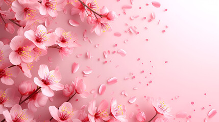 sakura with free space on pink background with place for text
