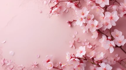 Foto auf Acrylglas sakura with free space on pink background with place for text © katerinka