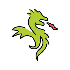 Dragon vector icon, a mythical creature resembling a giant reptile found in the folklore of many cultures.Isolated Chinese New Year, St. George's Day, medieval and fantasy sign design.