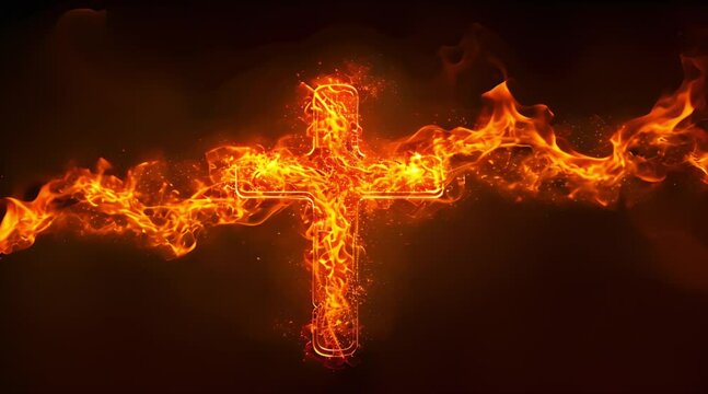 fiery cross with flames Generative AI 