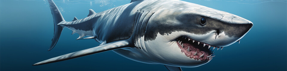Great white shark in his natural habitat - obrazy, fototapety, plakaty