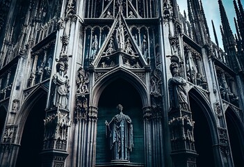 Milan Cathedral (Italian: Duomo di Milano) in Italy, isolated on white background. Generative AI - obrazy, fototapety, plakaty