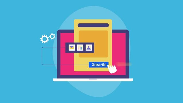 Subscription based business model, Online business charging money on monthly or yearly basis, Customer subscription fees, recurring money online, 4K animation video clip