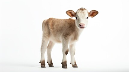 adorable baby cow white background