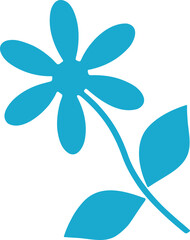 Flower with stem hand drawing design element. Decorative flower illustration.