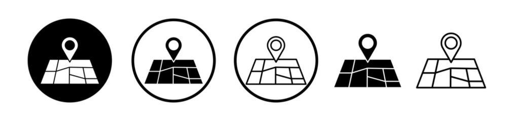 Metropolitan Guide Line Icon. City location pin icon in black and white color. - obrazy, fototapety, plakaty