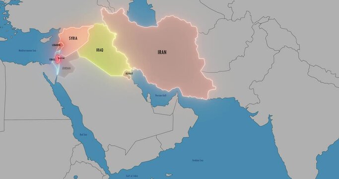 Animated map of the Middle East.
