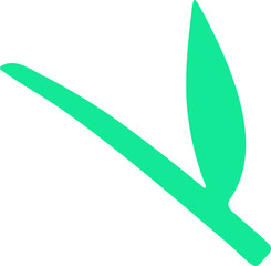 Flower stem hand drawing design element. Flower stem silhouette illustration.