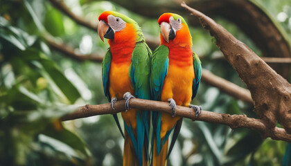 Photo of a couple parrot in the jungle, wild photography