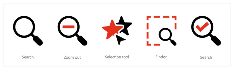  Search, Zoom out, Selection tool